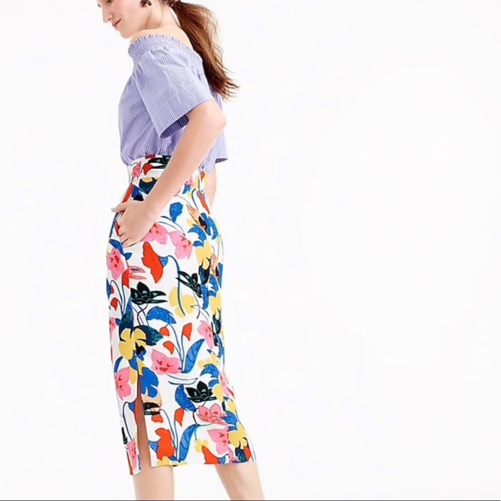 J.Crew Pintuck Midi Skirt - Morning Floral
